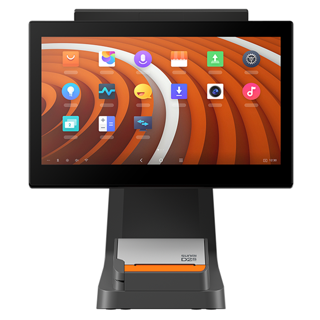 SUNMI D2s Plus – Terminal de caisse tactile avec écran client pour restaurant