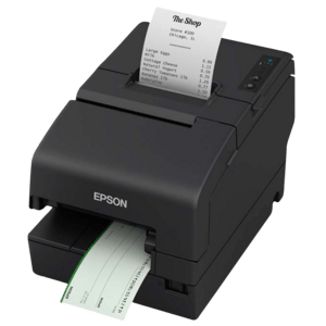 multi station printing, direct thermal, pin printing, 7 dots/mm (180 dpi), media width (max.): 80 mm, roll diameter (max.): 83 mm, speed (max.): 500 mm/s, cutter, MICR, USB (type A, type B), RS232, Ethernet, cash drawer connector, emulation: OPOS, JavaPOS, included: power supply, power cord (EU), receipt roller, QSG, order separately: interface cable, color: black