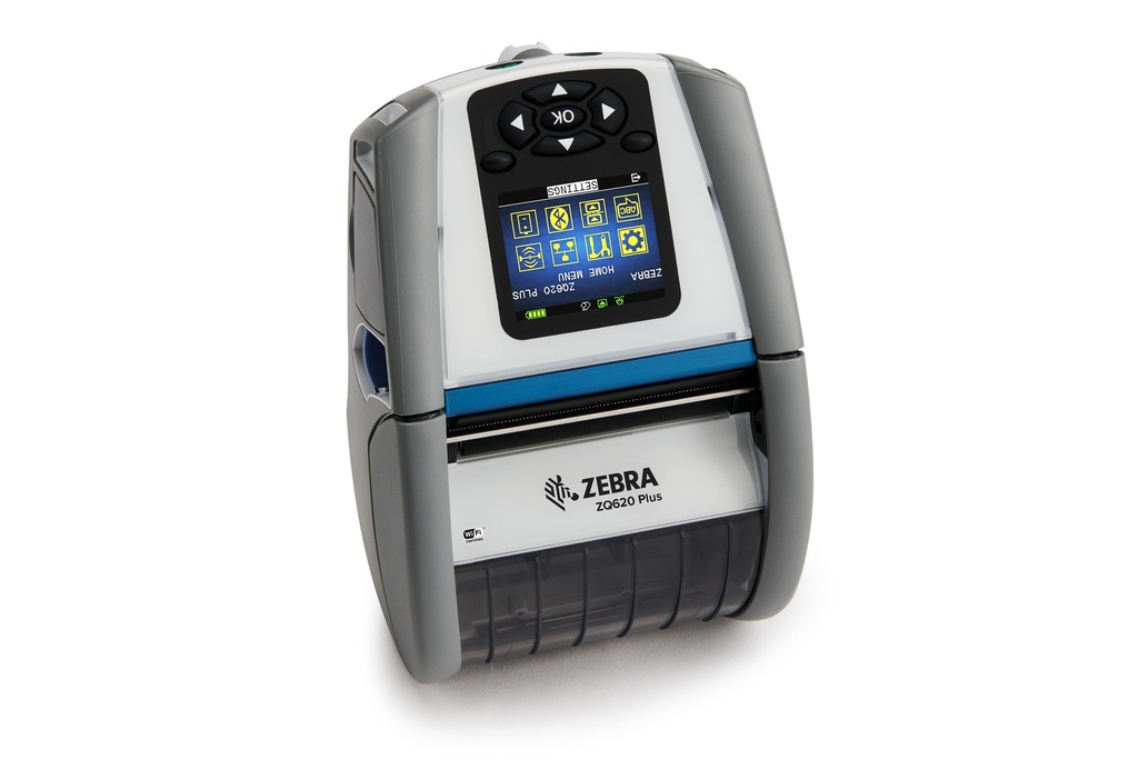 Impresora DT ZQ620 Plus 3 /72 mm Healthcare, fuentes en inglés, Wi-Fi 6 Dual Radio 802.11AX/BT5.x, platina revestida, núcleo de 0,75, grupo E, clip para cinturón