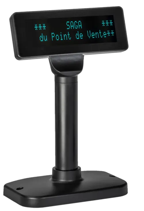 SAGA USB – Afficheur client 2 lignes sur pied pour caisse
