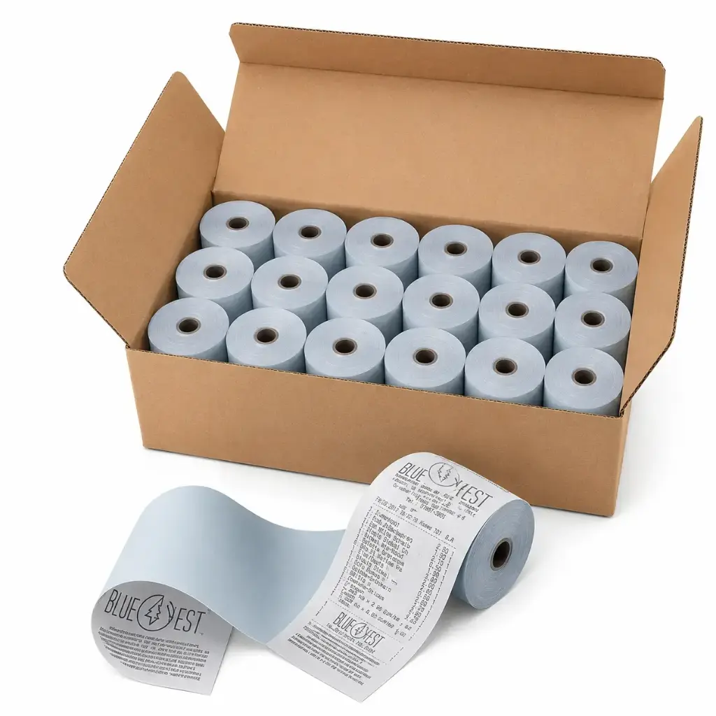 Rouleaux de Tickets Thermiques Éco-Responsables Blue4est – 80mm x 80m (Boîte de 20)