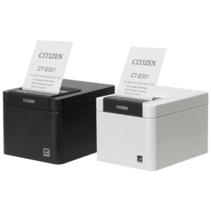 CT-E301, USB, 8 pts/mm (203 dpi), massicot, blanc