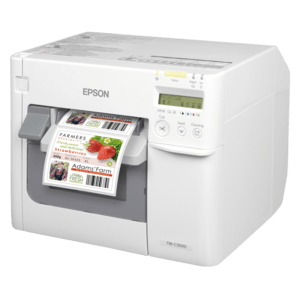 [eps3500 – C31CD54012CD] color label printer, inkjet (multicolor), media width (max.): 112 mm, print width (max.): 104 mm, speed (max.): 103 mm/s, USB, Ethernet, cutter, display, included: cable (USB), power supply, software, NiceLabel Starter software, ink cartridge, order separately: power cord, color: white