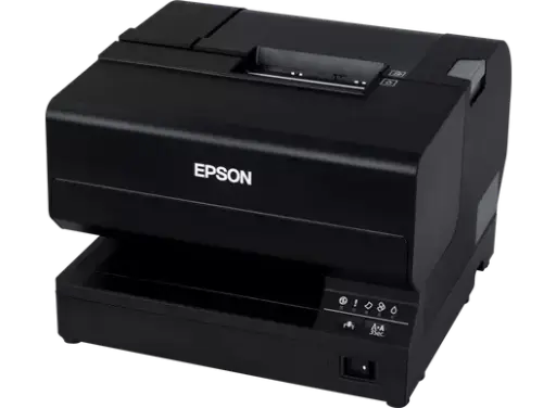 Epson TM-J7200/7700 multi-station inkjet ticket printer for tickets, receipts and slips. Ideal for pharmacies, retail and professional counters. Printing up to 98 mm/s, flexible paper sizes, USB/Ethernet, cash drawer port, integrated cutter and low total cost of ownership.